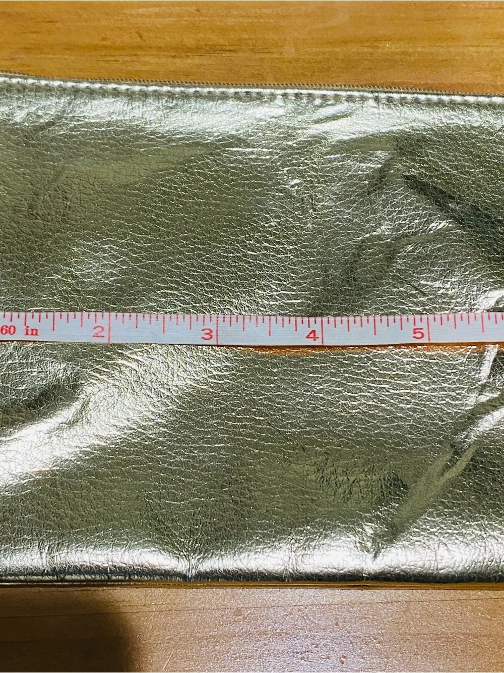 2- Gold Tone Metallic Women's Zip Clutch Bag